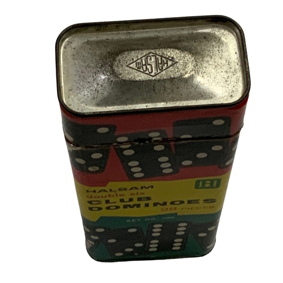 Vintage Haslam 1960’s Wood Dominos 28 Pc Original Cardboard Metal Box Set No 100 - Picture 7 of 16